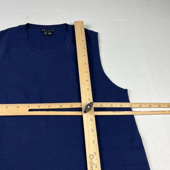 Theory Womens Knit Tunic Shirt Blue Sleeveless Classic Chic Long Tank MEDIUM - Picture 8 of 12